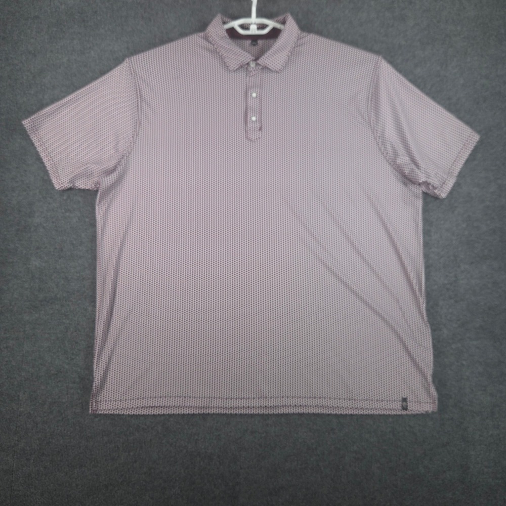 Rafter C Polo Shirt Mens XXXL Performance Texas Micro Print Maroon White Stretch